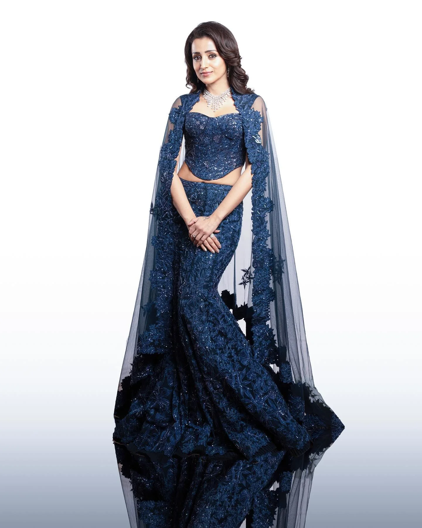 Trisha Krishnan Cute in Elegant Blue Designer Gown