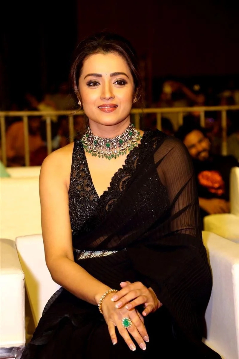 Trisha Krishnan in Black Saree at Glamorous Event Wallpaper