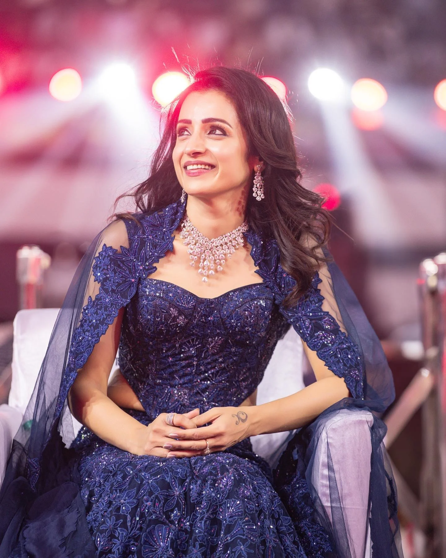 Trisha Krishnan in Elegant Blue Designer Gown HD Image