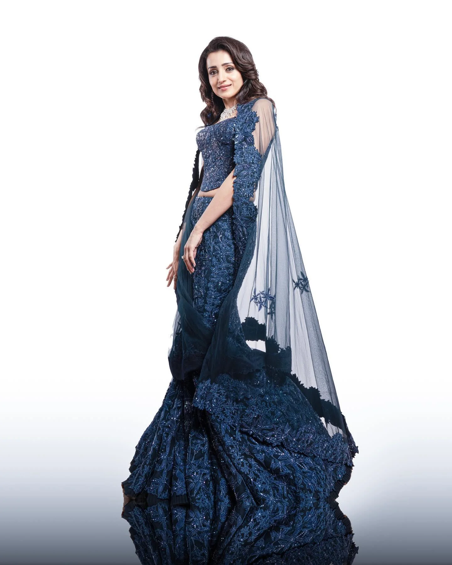 Trisha Krishnan in Elegant Blue Designer Gown