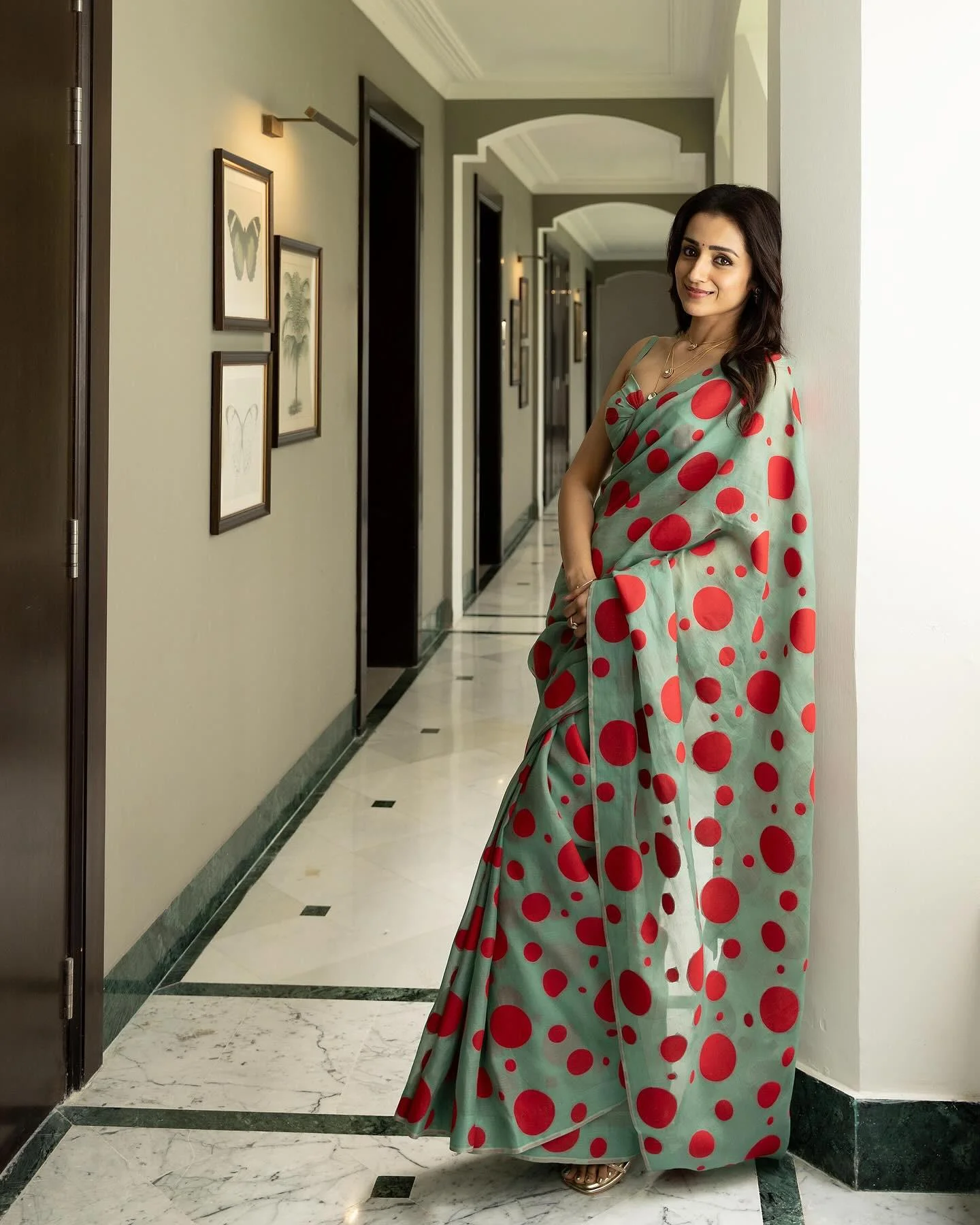 Trisha Krishnan Radiates Grace in  Cute Flower Saree