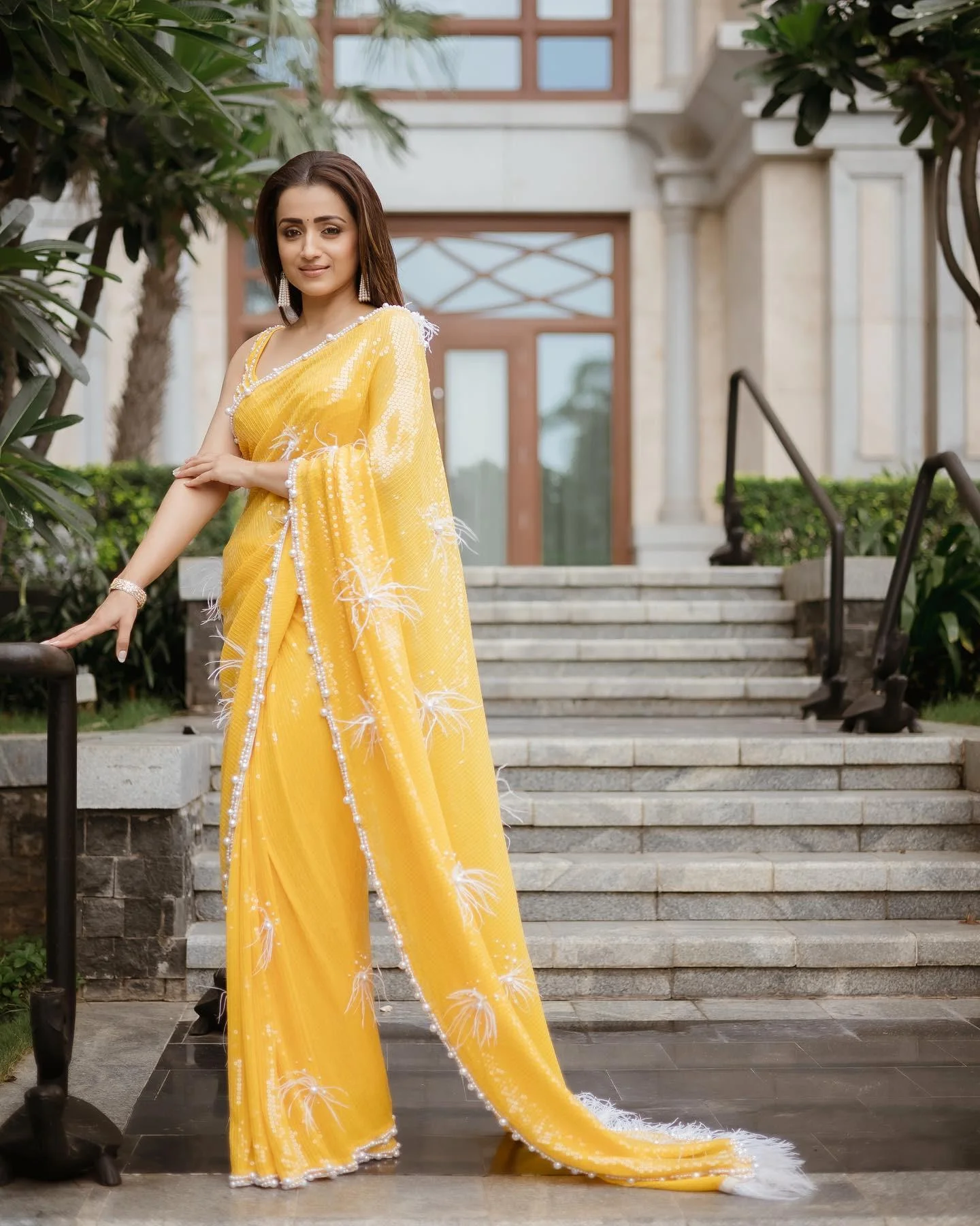 Trisha Krishnan Radiates Grace in Yellow Ethnic Saree