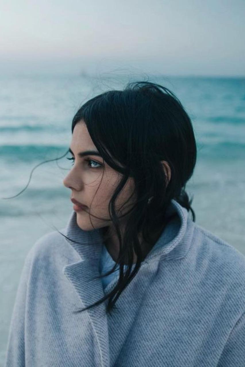 Beachside Portrait of Kalyani in Casual Grey Outfit Image