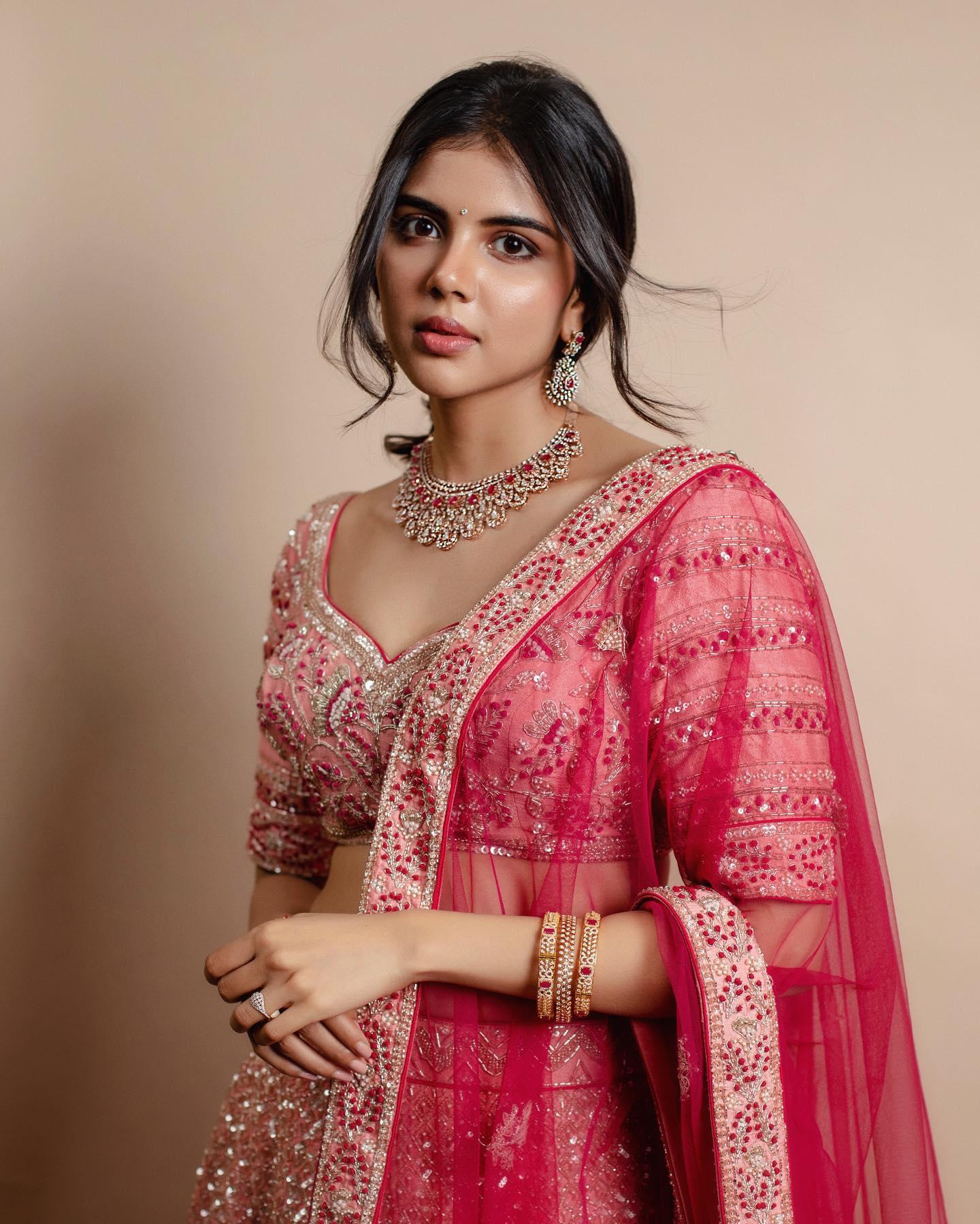 Half Saree Red Color Worn by Priyadarshan free Wallpaper