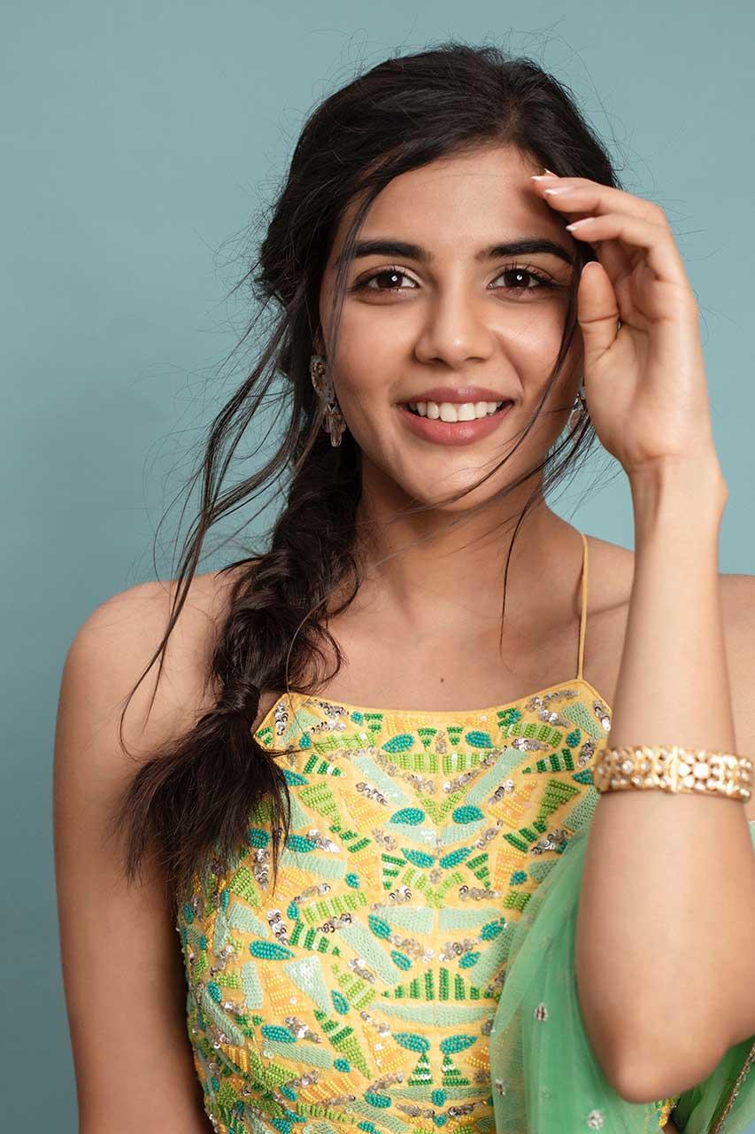 Happy Kalyani in Floral Dress Braid Hairstyle free Image