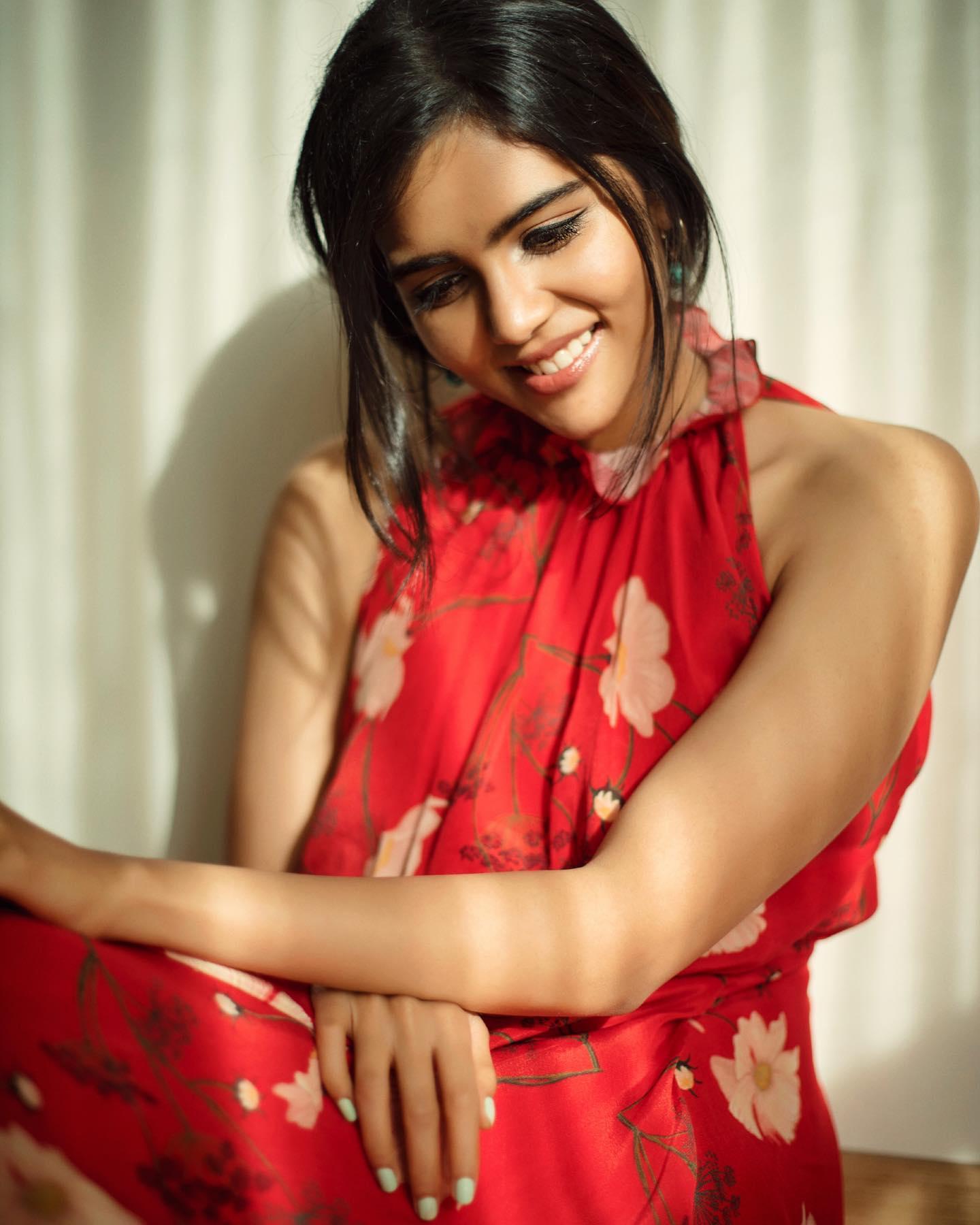 Joyful Red Saree look of Kalyani Priyadarshini with Smile HD