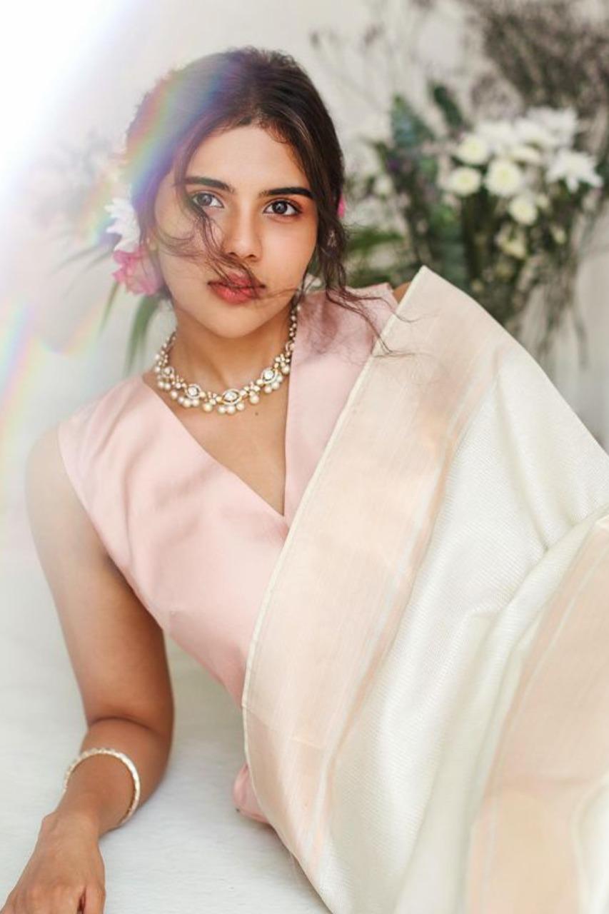 Kalyani in an Elegant White Saree and Soft Makeup Photo