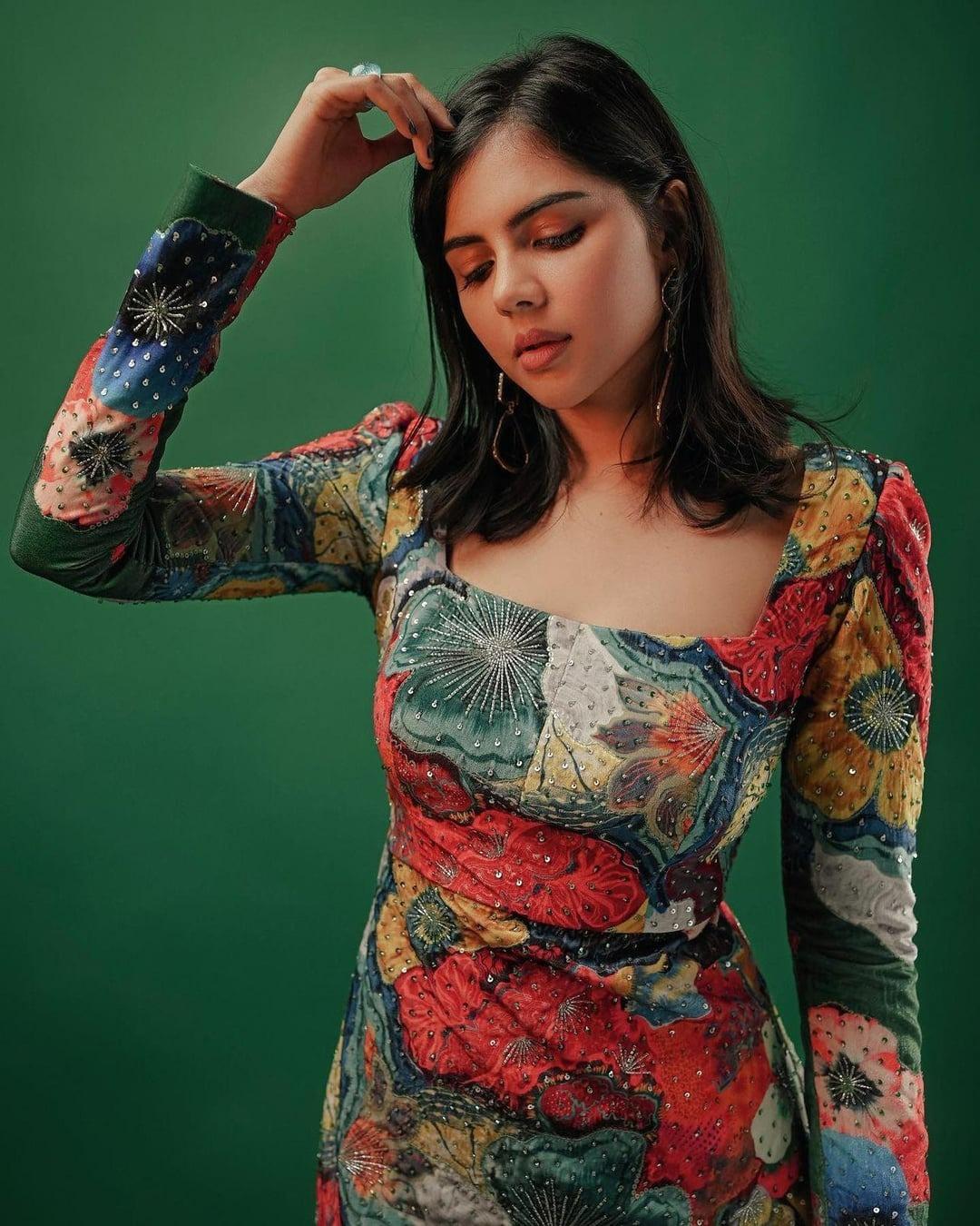 Kalyani in Colorful Flower Design Dress and Casual Look Pic