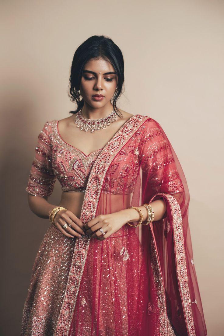 Kalyani in Red Traditional Lehenga Standing and Posing Pic