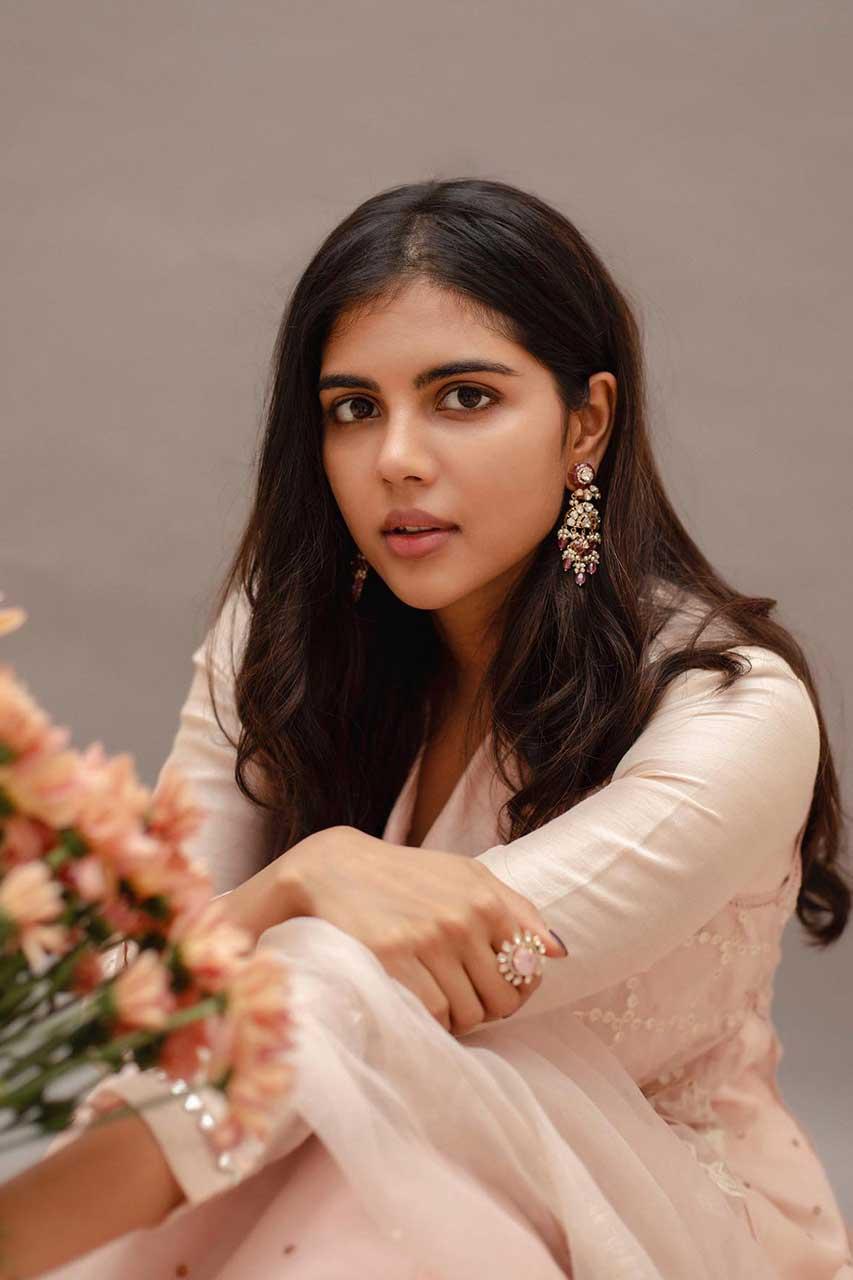 Kalyani in Soft Pink Ethnic Dress with Flower Decor Image