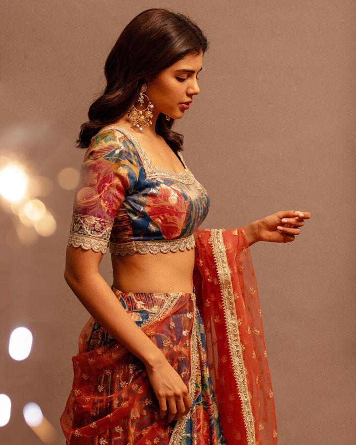 Kalyani in Traditional Multicolor Lehenga Side Pose Image