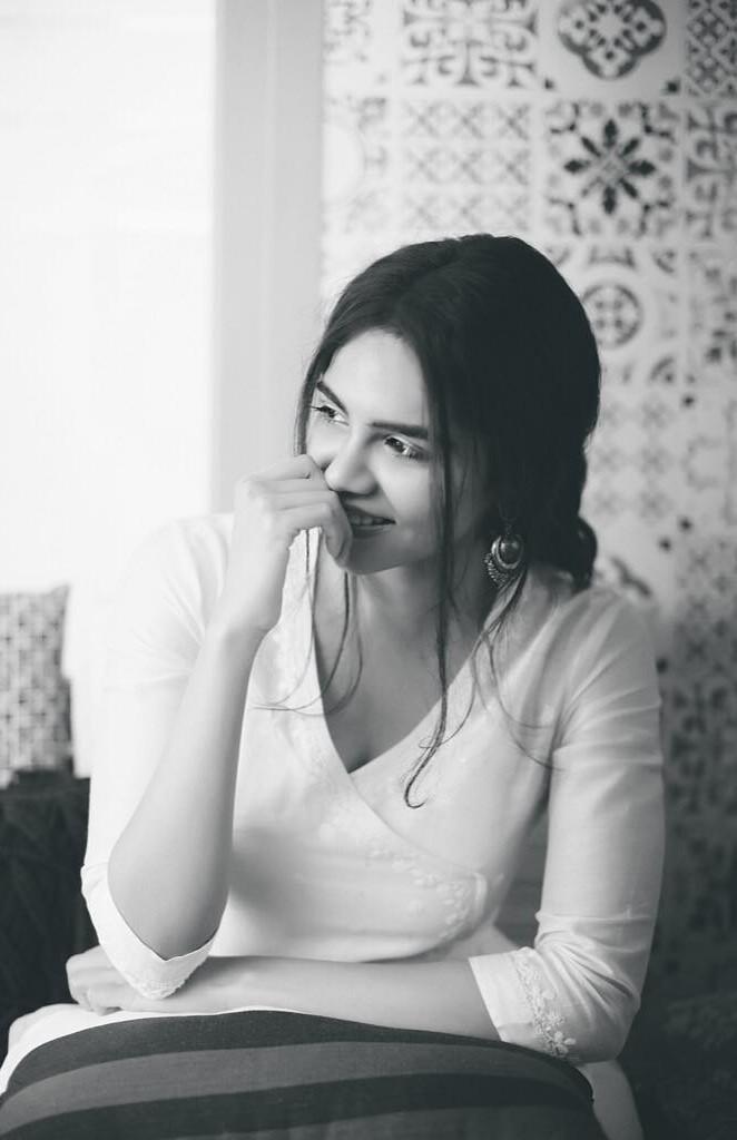 Kalyani Priyadarshan Black and White Candid Shot Image