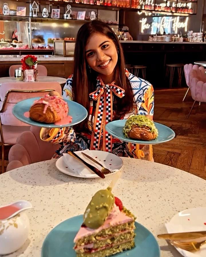 Kalyani Priyadarshan Enjoying Desserts in Cafe Photo