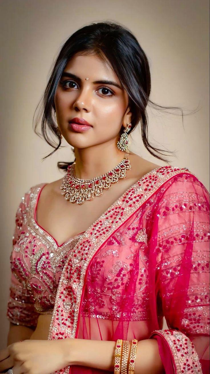 Kalyani Priyadarshan in Stunning Pink Saree Wallpaper