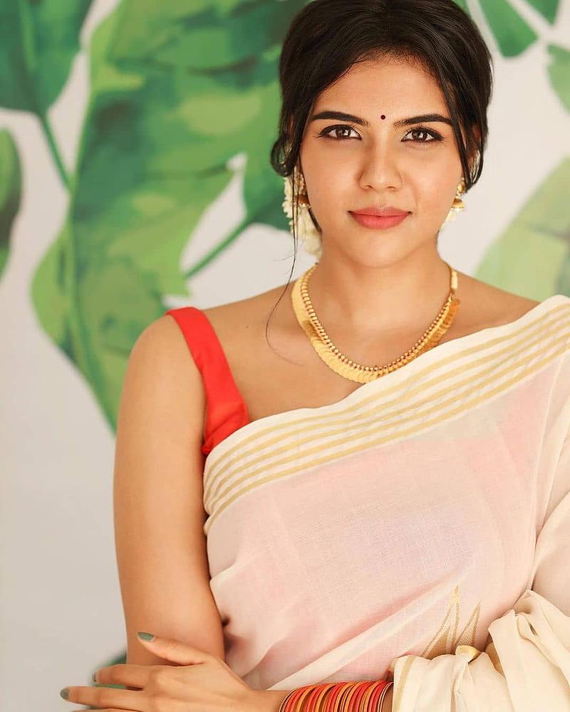 Kalyani Priyadarshan in White Saree Traditional Look Image