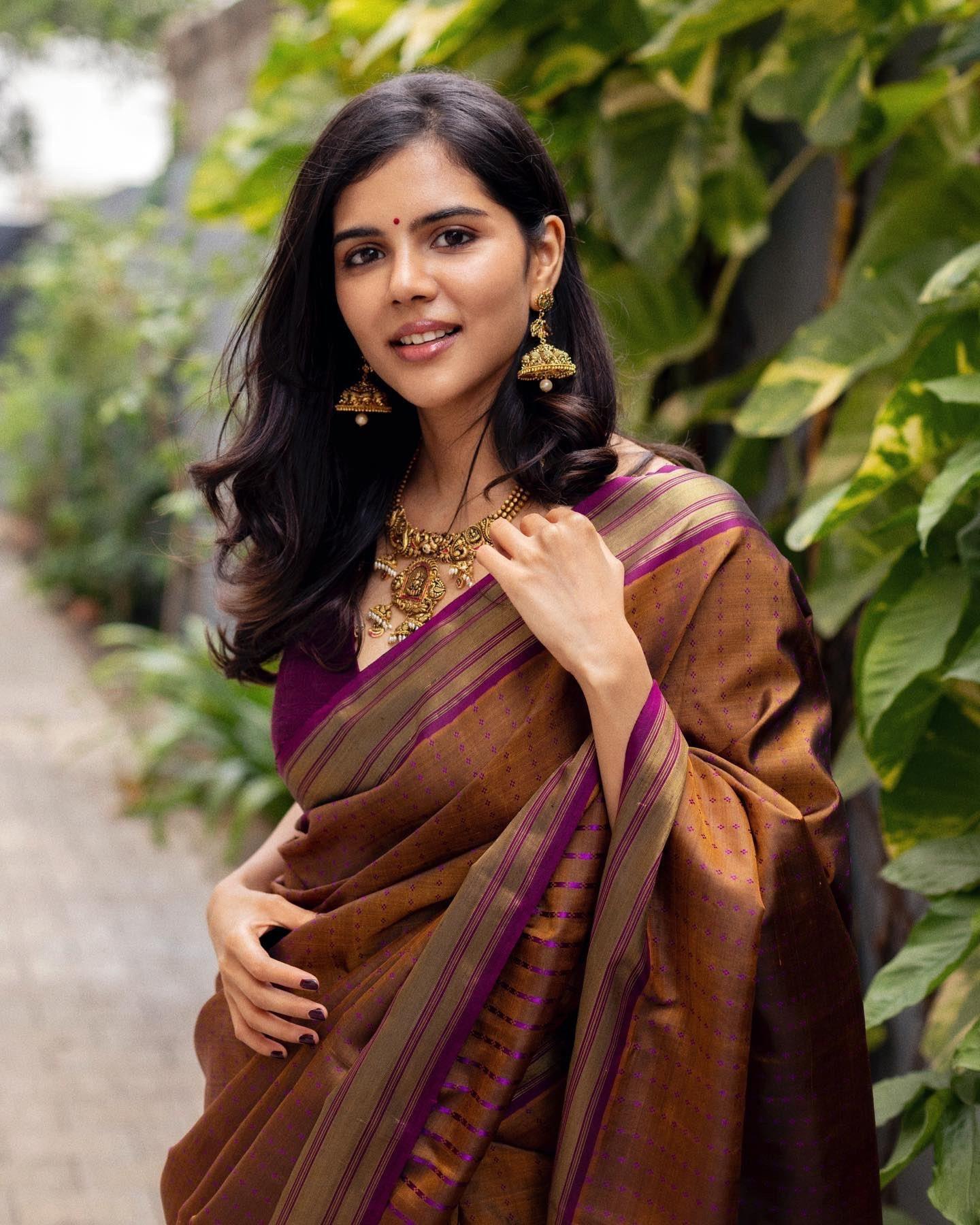 Kalyani Priyadarshan Poses Beautifully in a Silk Sari Image