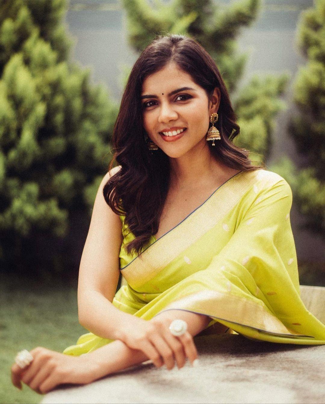 Kalyani Priyadarshan in Smiling Face with Traditional Wear