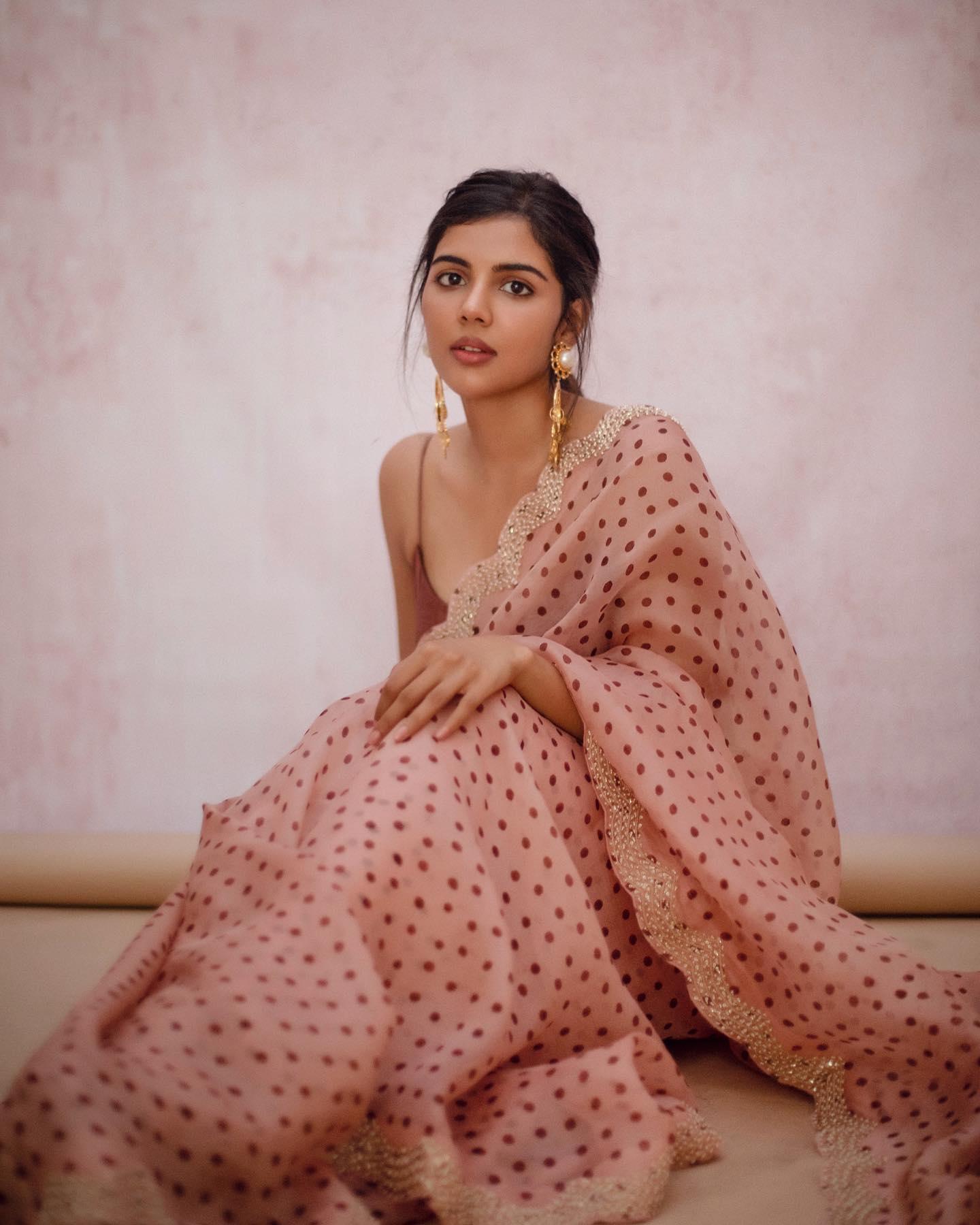 Kalyani Priyadarshan Wearing Peach Color Saree Image