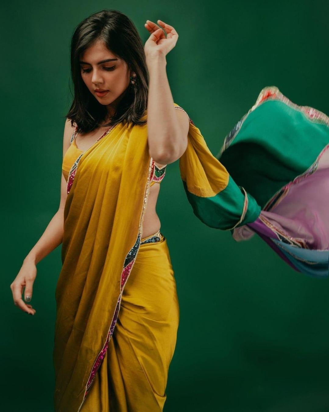 Powerful Yellow Saree Pose by Kalyani in Motion Photography
