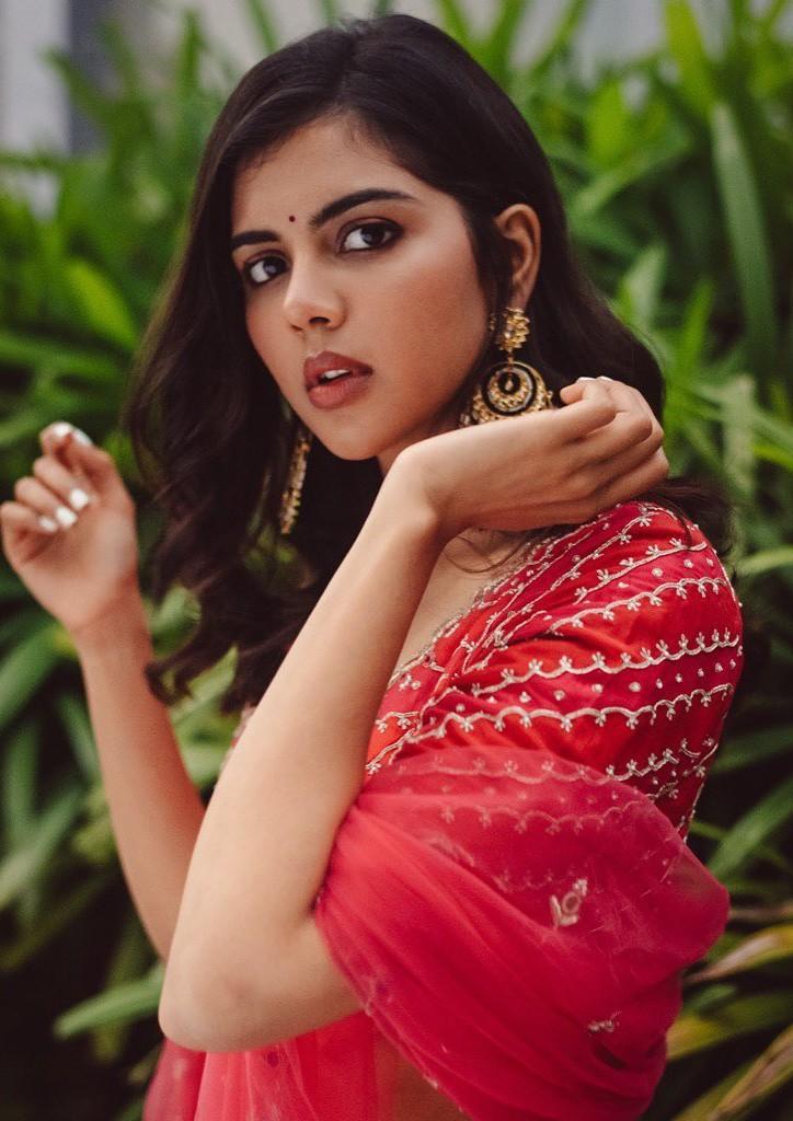 Priyadarshan in Red Dress with Natural Background Wallpaper