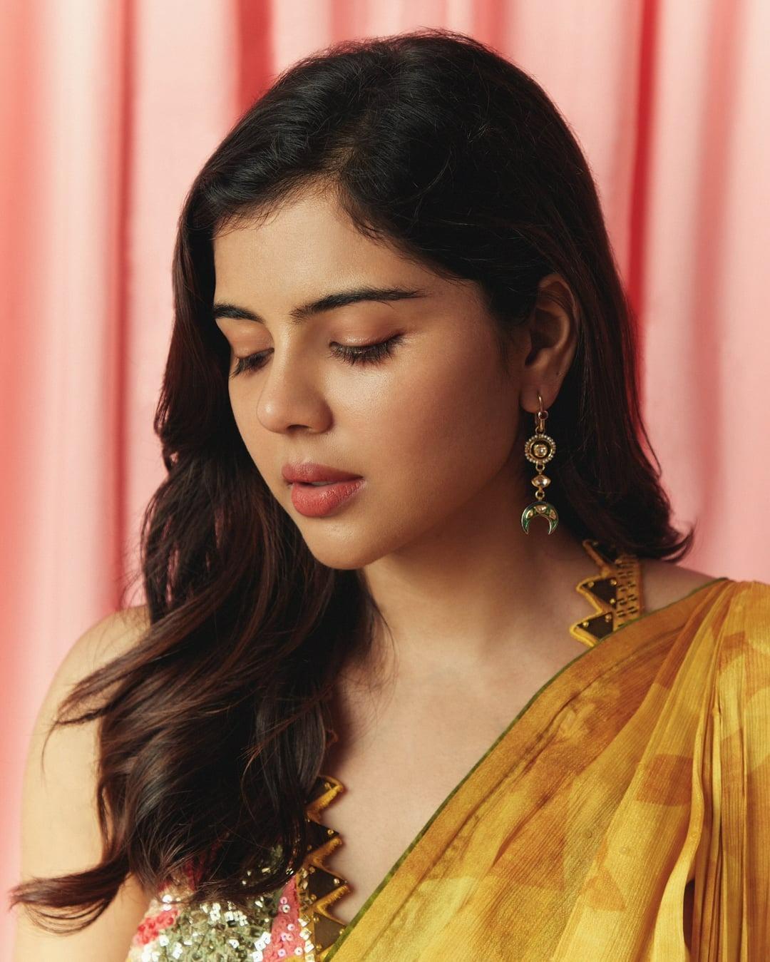 Priyadarshan in Saree with Golden Model Earrings Image