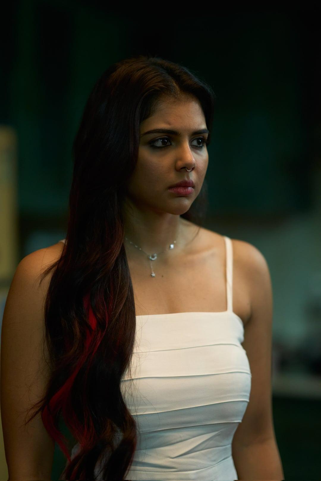 Serious Kalyani in White Dress Night Scene Photography