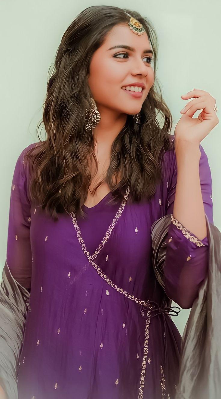 Smiling Kalyani in Purple Traditional Dress Photography