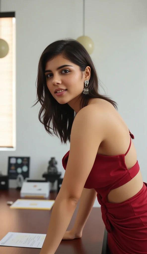 Stylish Kalyani Priyadarshan in Red Modern Outfit Photo