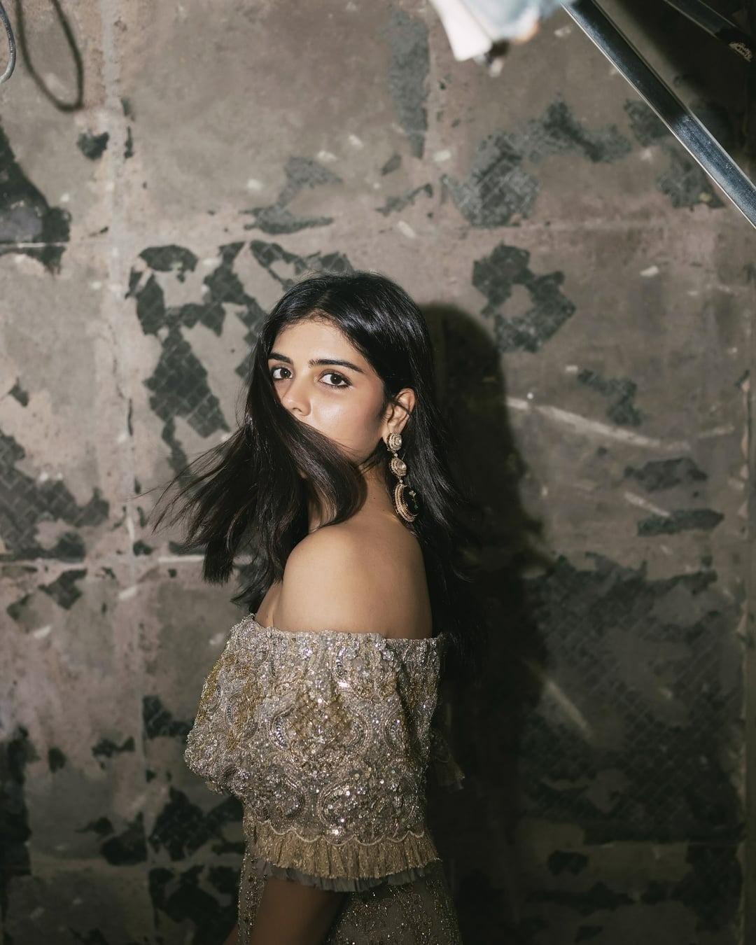 Stylish Pose with Free Hair in Gray Dress Priyadarshan Photo