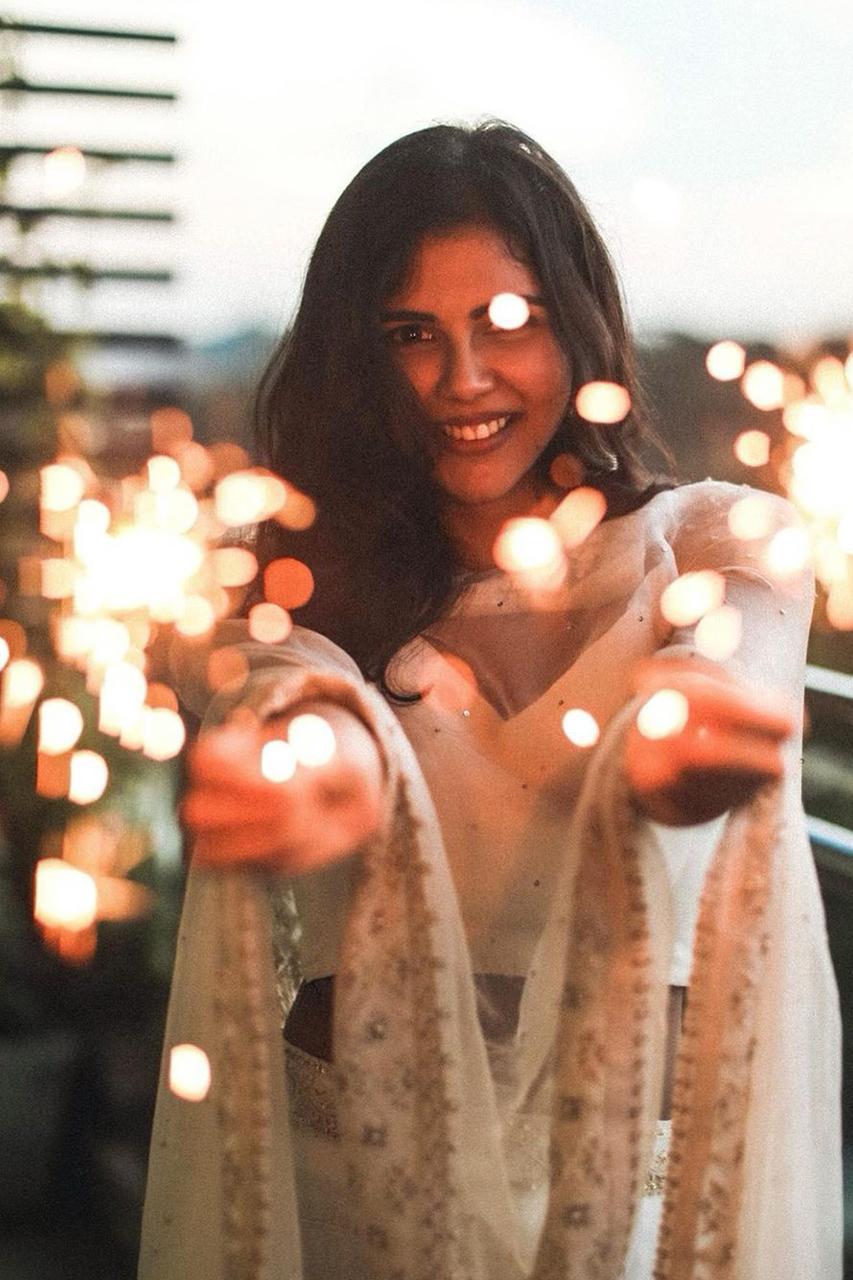 White Dress Look of Kalyani Priyadarshan on Diwali Image