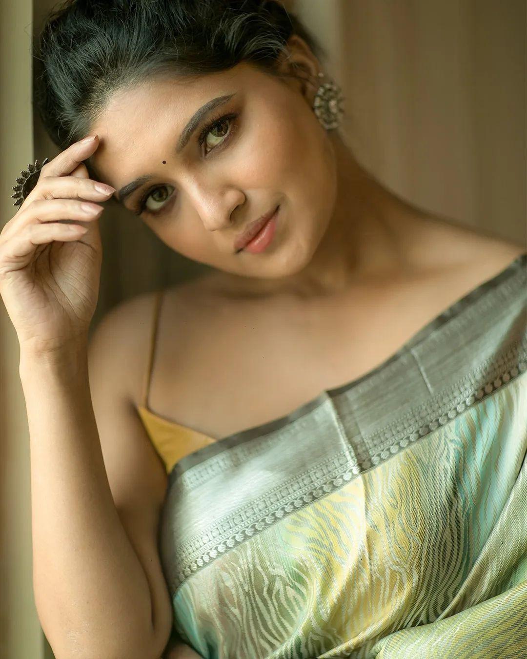 Vani Bhojan Saree With Cute Expression HD