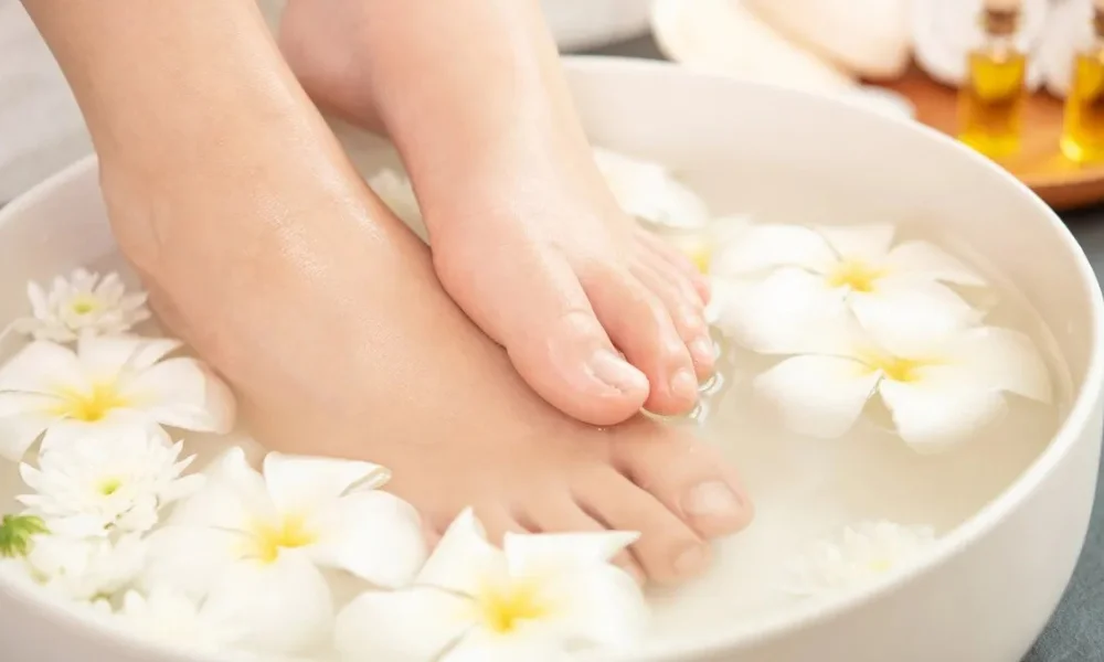 soak feet for exfoliation