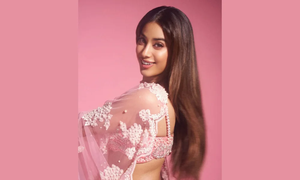 Janhvi Kapoor Desi Barbie in Blush Pink Manish Malhotra Lehenga