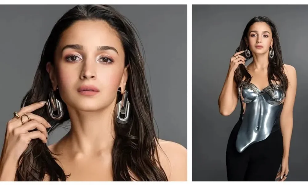 Alia Bhatt metallic breastplate