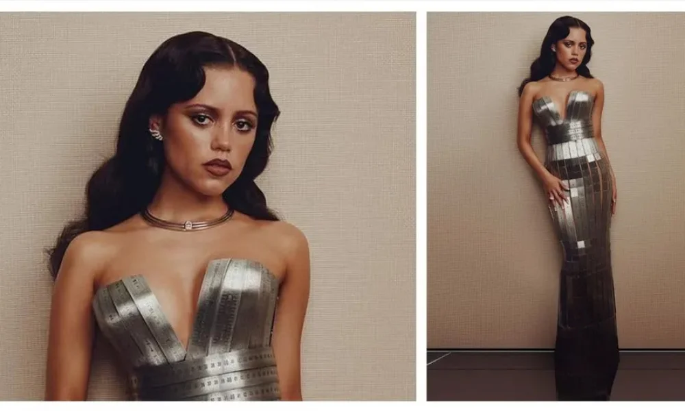 Jenna Ortega silver gown