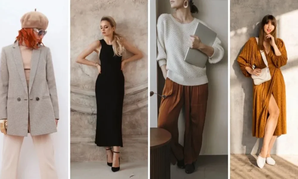 Minimalist women's fashion featuring clean lines and neutral palettes for sustainable style