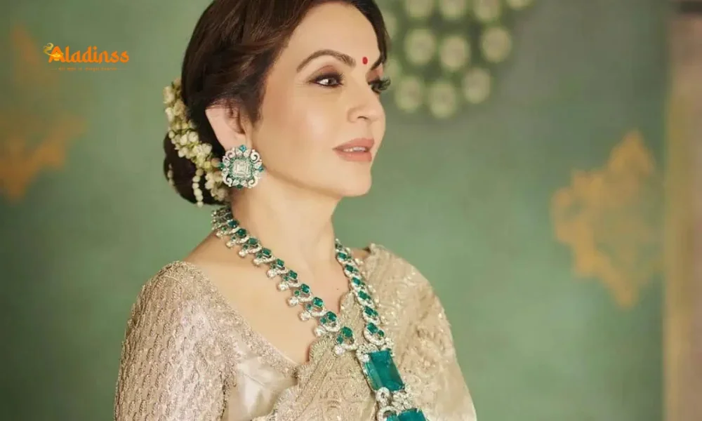 Nita Ambani Shines in Manish Malhotra’s Sculptural Floral Necklace