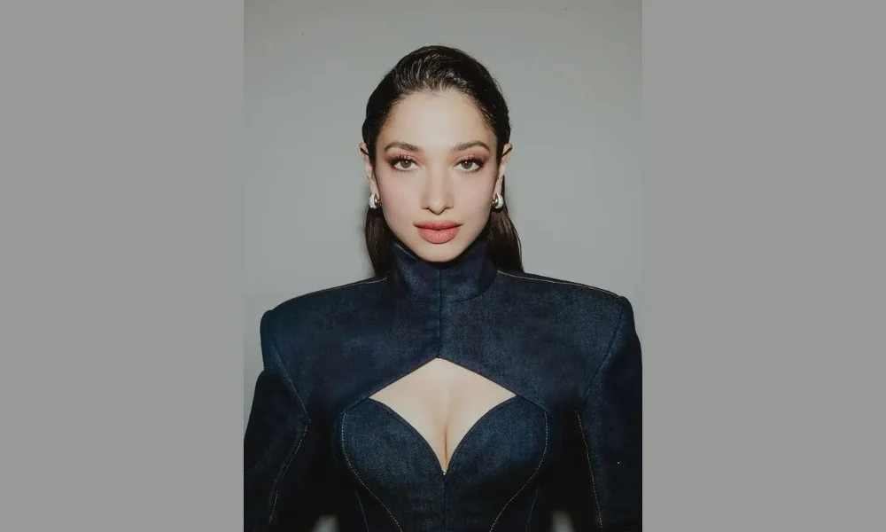 Tamannaah Bhatia Turns Denim Into High Fashion Moment With Bold Sculpted Dress