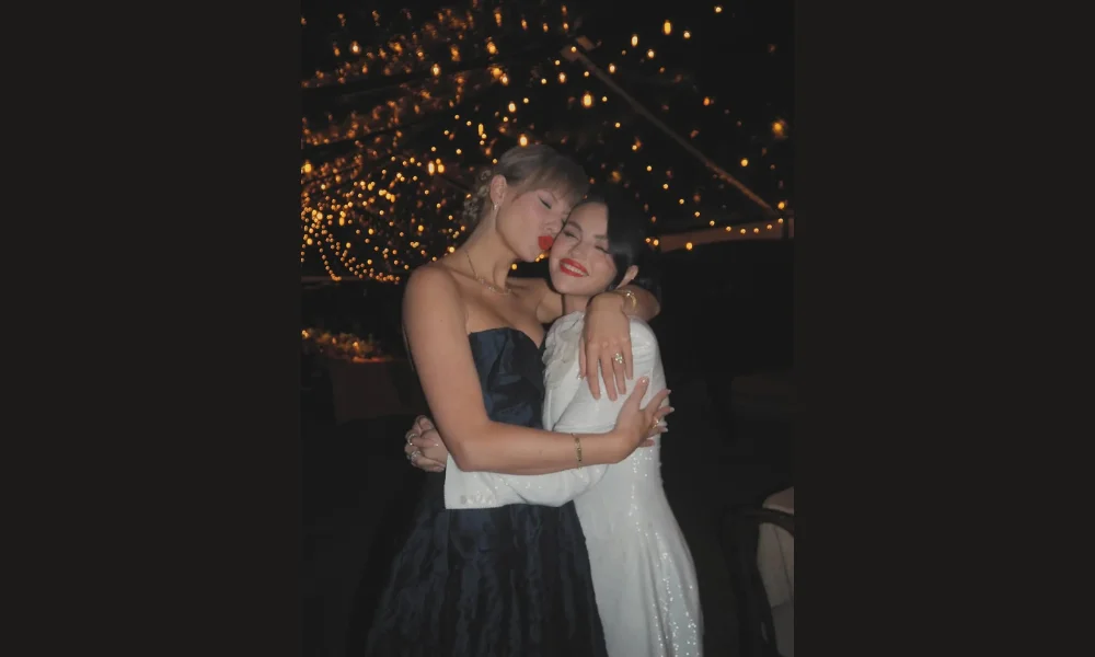 Taylor Swift Oscar de la Renta dress Selena Gomez wedding