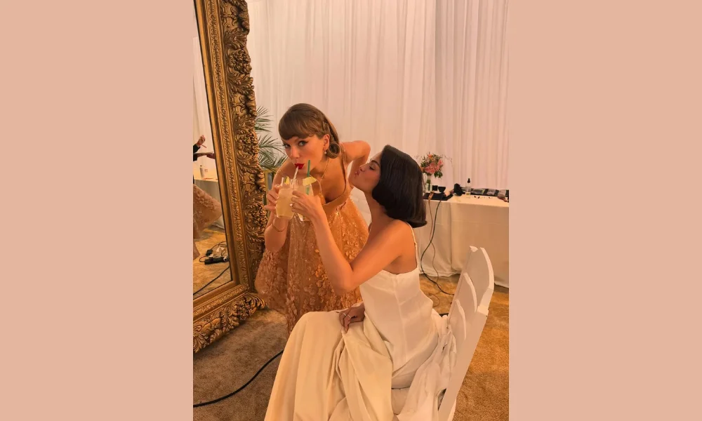 Taylor Swift Maticevski black gown Selena Gomez wedding