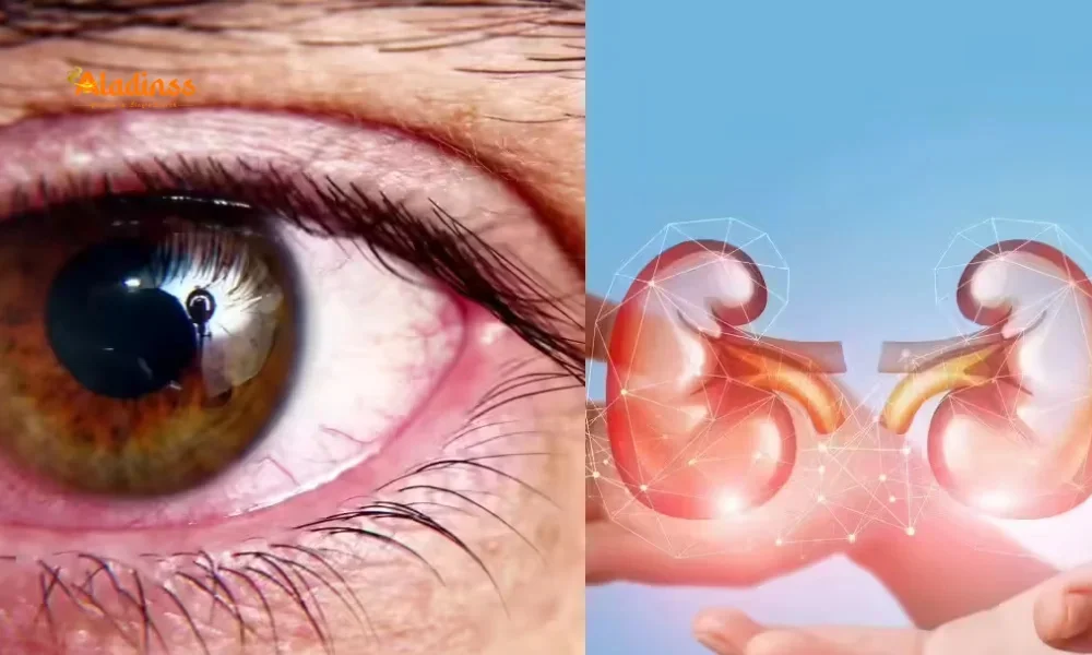 Eye symptoms indicating kidney problems like swollen or red eyes