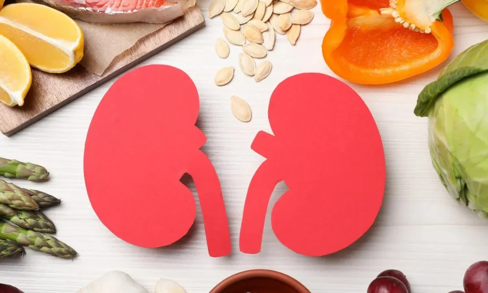 Assortment of foods for healthy kidneys