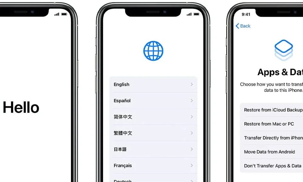 Switching from Android to iPhone setup guide showing two phones side by side