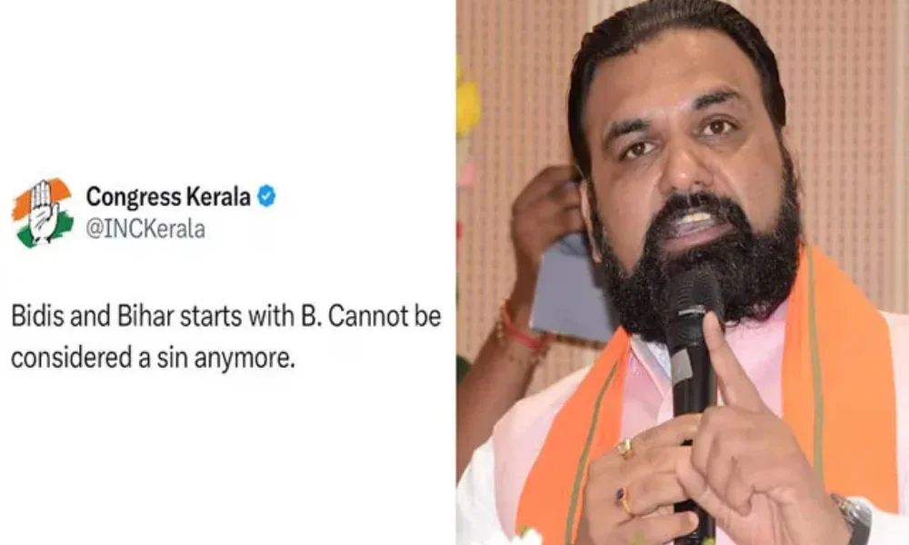 Kerala Congress Bihar bidi post backlash