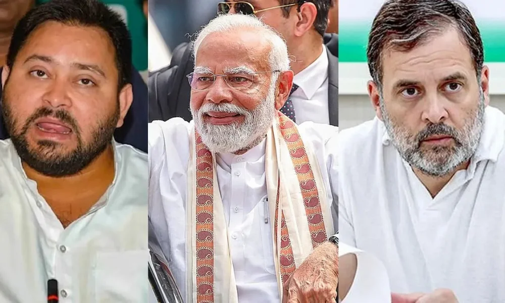 PM Modi mocks Rahul Gandhi Tejashwi Yadav oil water alliance Bihar elections