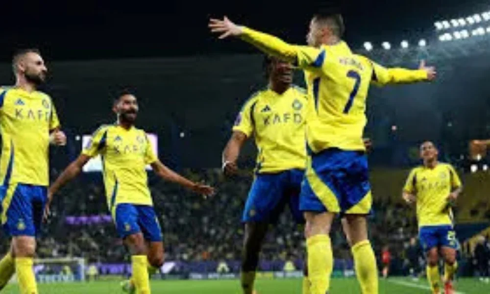Ronaldo goal celebration Al Nassr vs Al Wahda