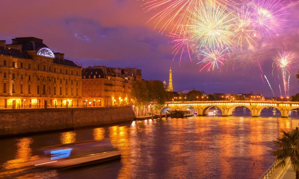 Paris New Year Eiffel Tower Fireworks