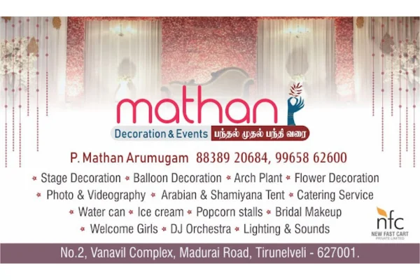 Image of: Mathan Decoration And Events Expert Event And Wedding Decor in Tirunelveli