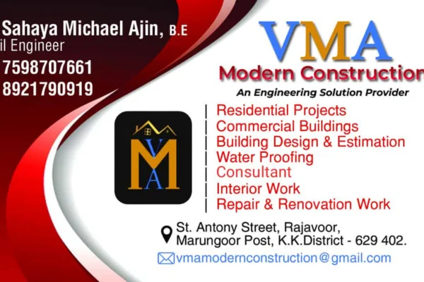 Image of: VMA Modern Construction Quality Builders Rajavoor Tamil Nadu