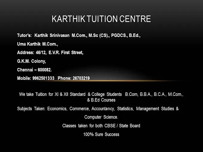Image of: Karthik Tuition Centre In Kolathur 2